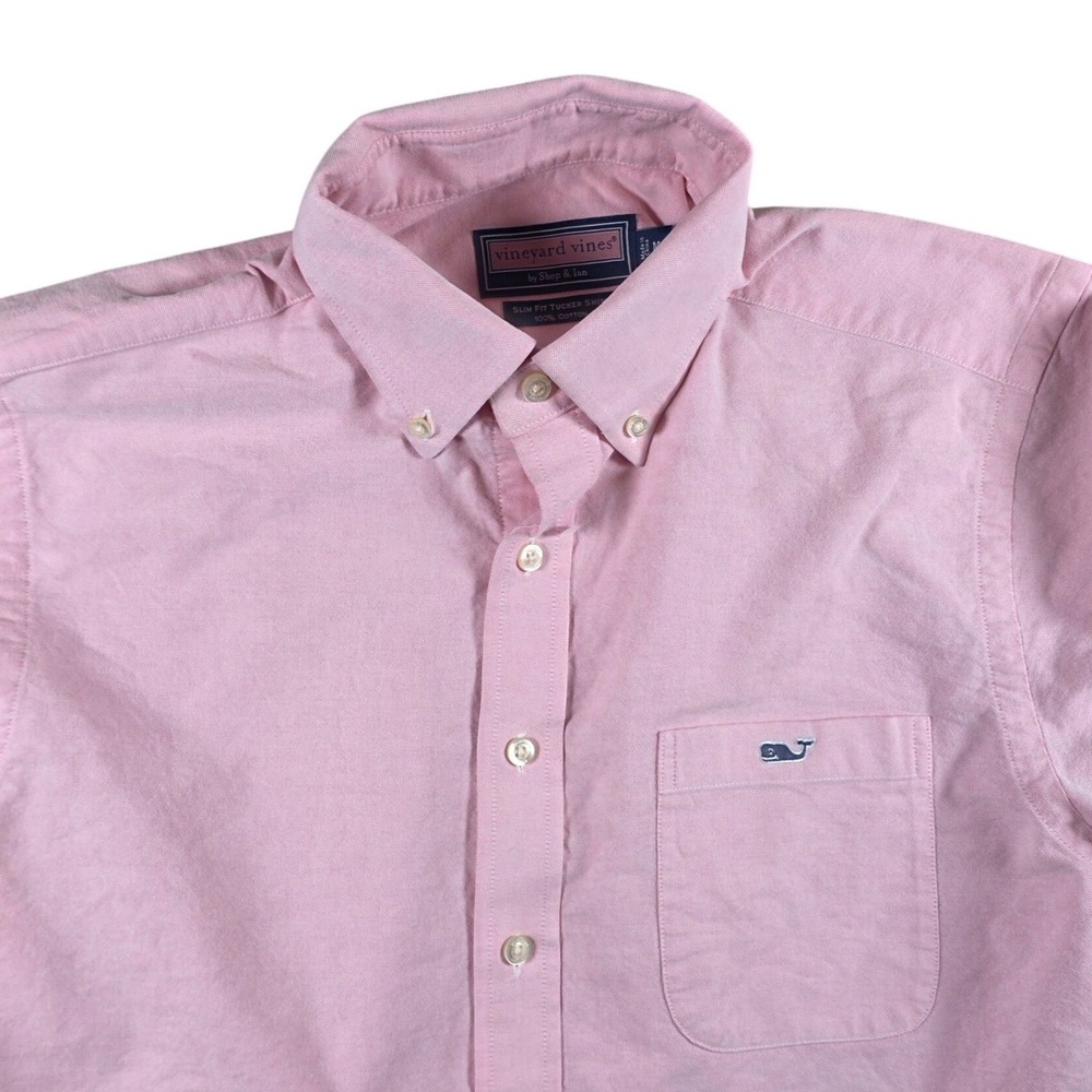 Vineyard Vines Tucker Shirt Mens M Pink Solid Slim Fit Oxford 1W0710